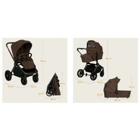 BN-LO-MIKA_PLUS_2IN1_MOCHA_MOUSSE,Carucior 2 in 1, Lionelo, Mika Plus, Cadru din aluminiu, Cu landou intarit si salteluta moale,