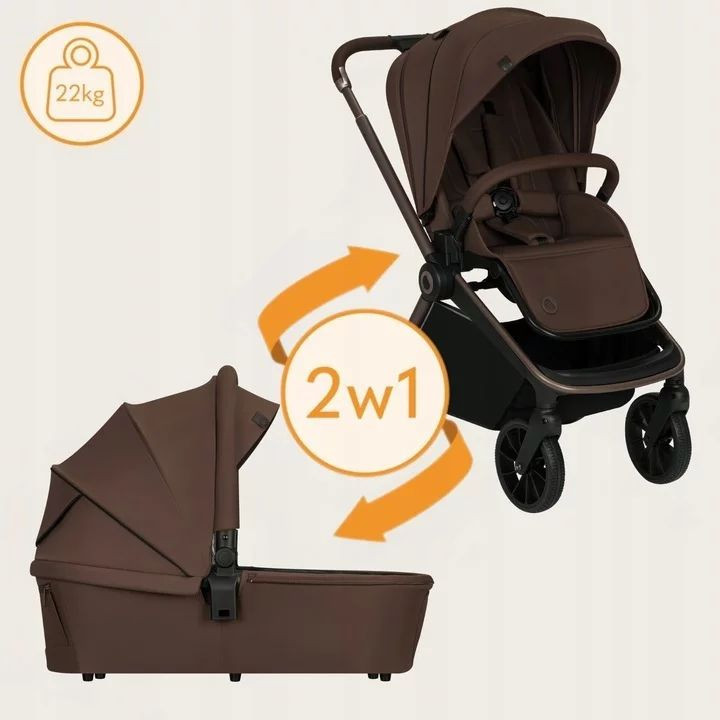 BN-LO-MIKA_PLUS_2IN1_MOCHA_MOUSSE,Carucior 2 in 1, Lionelo, Mika Plus, Cadru din aluminiu, Cu landou intarit si salteluta moale,