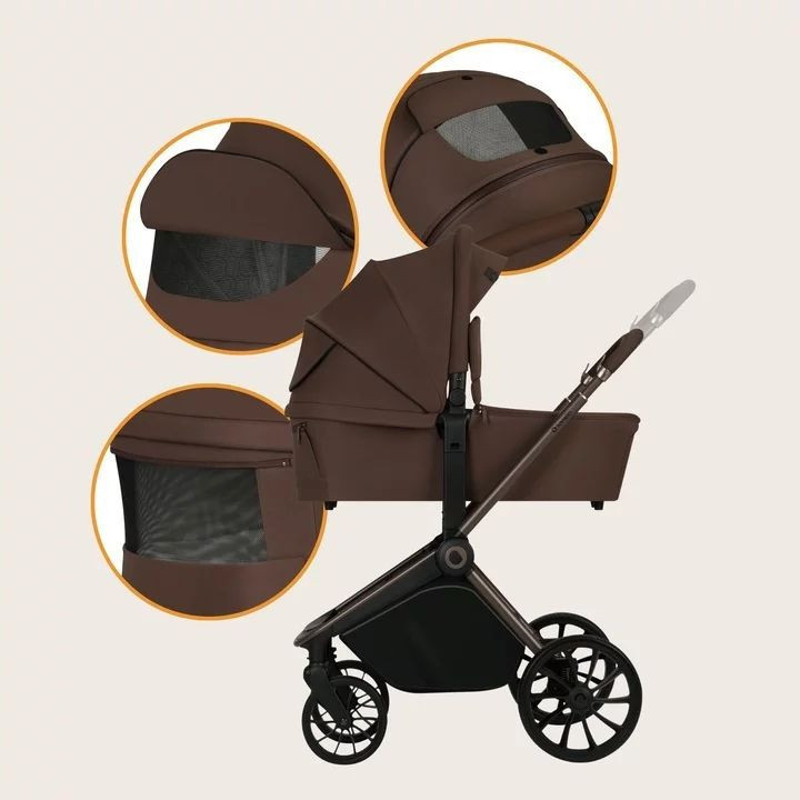 BN-LO-MIKA_PLUS_2IN1_MOCHA_MOUSSE,Carucior 2 in 1, Lionelo, Mika Plus, Cadru din aluminiu, Cu landou intarit si salteluta moale,