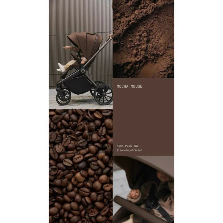 BN-LO-MIKA_PLUS_2IN1_MOCHA_MOUSSE,Carucior 2 in 1, Lionelo, Mika Plus, Cadru din aluminiu, Cu landou intarit si salteluta moale,