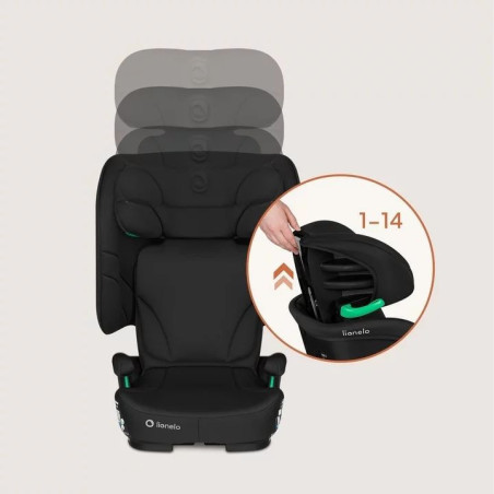 BN-LO-ORIN_I-SIZE_BLACK_CARBON,Scaun auto pliabil, Lionelo, Orin, i-Size, 100-150 cm, Tetiera reglabila in 14 pozitii, Spatar in