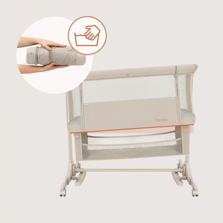 BN-LO-JODIE_BEIGE_CREAM,Patut co-sleeper, Lionelo, Jodie, Multifunctional, Reglabil in 6 pozitii pe inaltime, Saltea cu densitat