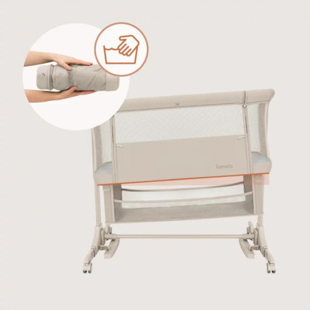 BN-LO-JODIE_BEIGE_CREAM,Patut co-sleeper, Lionelo, Jodie, Multifunctional, Reglabil in 6 pozitii pe inaltime, Saltea cu densitat