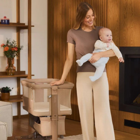 BN-LO-JODIE_BEIGE_CREAM,Patut co-sleeper, Lionelo, Jodie, Multifunctional, Reglabil in 6 pozitii pe inaltime, Saltea cu densitat