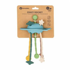BN-579767,Jucarie senzoriala, Petite&Mars, Crazy rocket, Din silicon, Fara BPA, Moale si flexibila, 20 cm, 10 luni+, Albastru 2