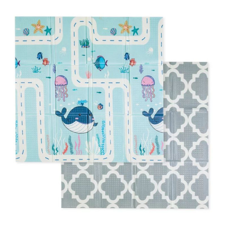 BN-433077,Covoras educativ, Petite&Mars, Campy S, Din spuma XPE non-toxica, Cu doua fete, Suprafata antiderapanta, 120x120 cm, P