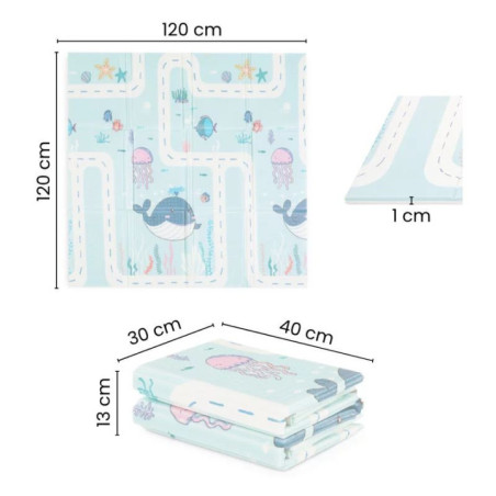 BN-433077,Covoras educativ, Petite&Mars, Campy S, Din spuma XPE non-toxica, Cu doua fete, Suprafata antiderapanta, 120x120 cm, P