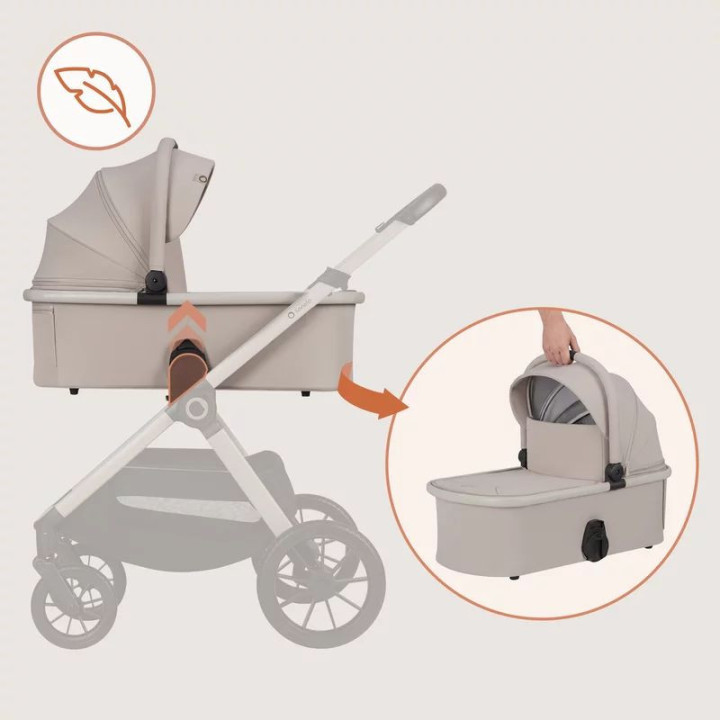 BN-LO-LAYLA_2IN1_BEIGE_SAND,Carucior 2 in 1, Lionelo, Layla, Pana la 22 kg, Cadru aluminiu, Cu landou intarit si salteluta din s