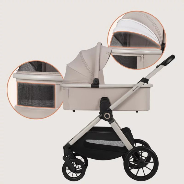 BN-LO-LAYLA_2IN1_BEIGE_SAND,Carucior 2 in 1, Lionelo, Layla, Pana la 22 kg, Cadru aluminiu, Cu landou intarit si salteluta din s