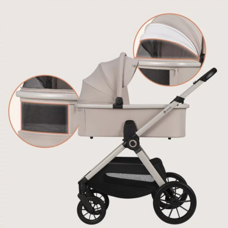 BN-LO-LAYLA_2IN1_BEIGE_SAND,Carucior 2 in 1, Lionelo, Layla, Pana la 22 kg, Cadru aluminiu, Cu landou intarit si salteluta din s