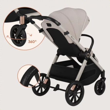 BN-LO-LAYLA_2IN1_BEIGE_SAND,Carucior 2 in 1, Lionelo, Layla, Pana la 22 kg, Cadru aluminiu, Cu landou intarit si salteluta din s