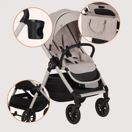 BN-LO-LAYLA_2IN1_BEIGE_SAND,Carucior 2 in 1, Lionelo, Layla, Pana la 22 kg, Cadru aluminiu, Cu landou intarit si salteluta din s