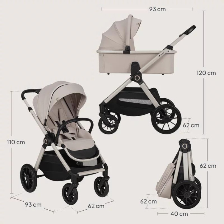 BN-LO-LAYLA_2IN1_BEIGE_SAND,Carucior 2 in 1, Lionelo, Layla, Pana la 22 kg, Cadru aluminiu, Cu landou intarit si salteluta din s