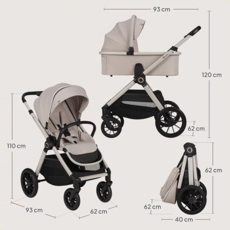 BN-LO-LAYLA_2IN1_BEIGE_SAND,Carucior 2 in 1, Lionelo, Layla, Pana la 22 kg, Cadru aluminiu, Cu landou intarit si salteluta din s