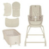 BN-LO-MADDIE_SET_BEIGE,Set multifunctional cu patut, sezlong si scaun de masa, Lionelo, Maddie, Functie 360, Pliere rapida, Roti