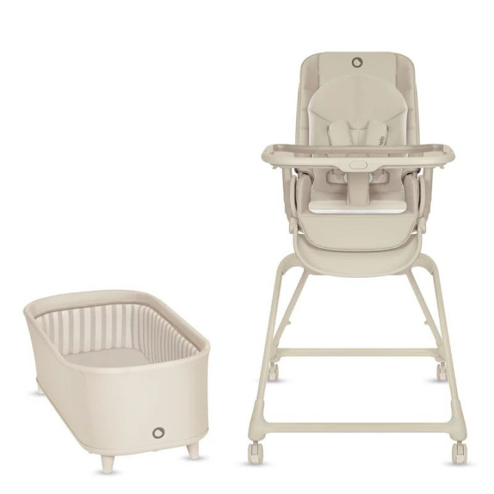 BN-LO-MADDIE_SET_BEIGE,Set multifunctional cu patut, sezlong si scaun de masa, Lionelo, Maddie, Functie 360, Pliere rapida, Roti