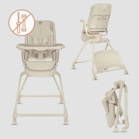 BN-LO-MADDIE_SET_BEIGE,Set multifunctional cu patut, sezlong si scaun de masa, Lionelo, Maddie, Functie 360, Pliere rapida, Roti