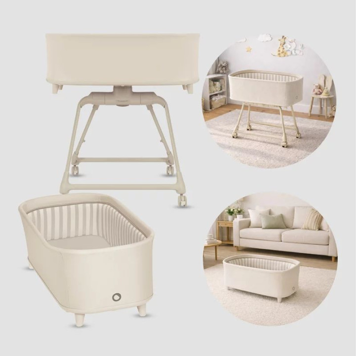 BN-LO-MADDIE_SET_BEIGE,Set multifunctional cu patut, sezlong si scaun de masa, Lionelo, Maddie, Functie 360, Pliere rapida, Roti