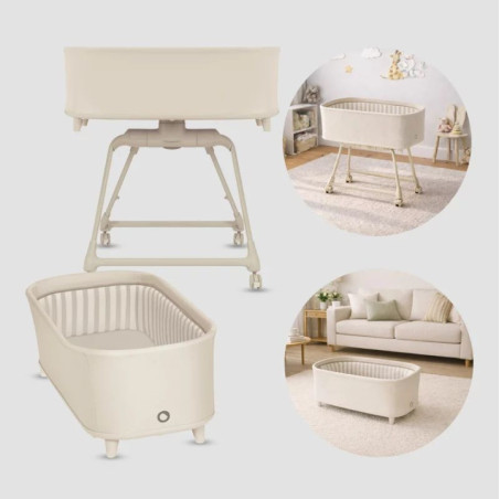 BN-LO-MADDIE_SET_BEIGE,Set multifunctional cu patut, sezlong si scaun de masa, Lionelo, Maddie, Functie 360, Pliere rapida, Roti
