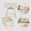 BN-LO-MADDIE_SET_BEIGE,Set multifunctional cu patut, sezlong si scaun de masa, Lionelo, Maddie, Functie 360, Pliere rapida, Roti