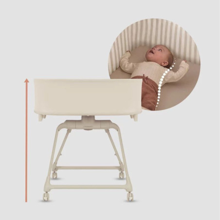 BN-LO-MADDIE_SET_BEIGE,Set multifunctional cu patut, sezlong si scaun de masa, Lionelo, Maddie, Functie 360, Pliere rapida, Roti