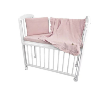 BN-6426972034487,Lenjerie patut cu 3 piese, Qmini, Aurora, Pentru co-sleeper, Din muselina dubla, Material certificat Oeko Tex S 2