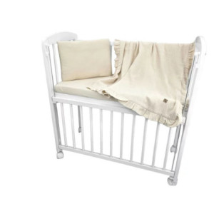 BN-6426972034494,Lenjerie patut cu 3 piese, Qmini, Aurora, Pentru co-sleeper, Din muselina dubla, Material certificat Oeko Tex S 2