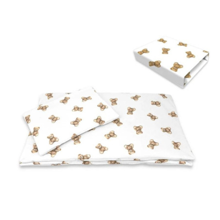 BN-6426972034517,Lenjerie patut cu 3 piese, Qmini, Aurora, Pentru co-sleeper, Din bumbac certificat Oeko Tex Standard 100, Teddy