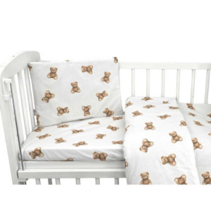 BN-6426972034517,Lenjerie patut cu 3 piese, Qmini, Aurora, Pentru co-sleeper, Din bumbac certificat Oeko Tex Standard 100, Teddy 2