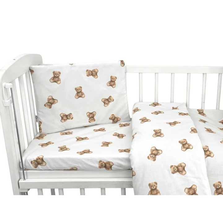 BN-6426972034517,Lenjerie patut cu 3 piese, Qmini, Aurora, Pentru co-sleeper, Din bumbac certificat Oeko Tex Standard 100, Teddy