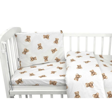 BN-6426972034517,Lenjerie patut cu 3 piese, Qmini, Aurora, Pentru co-sleeper, Din bumbac certificat Oeko Tex Standard 100, Teddy