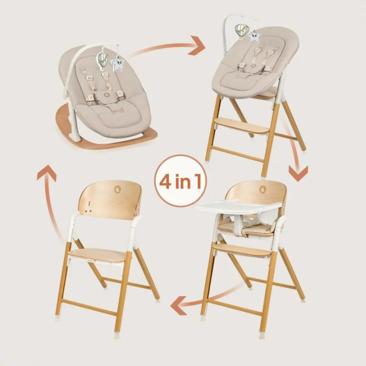 BN-LO-CELIA_SET,Scaunel multifunctional, Lionelo, Celia, 4 in 1, Functie de balansoar, Din lemn de fag, 6 luni- adult, Reglabil 
