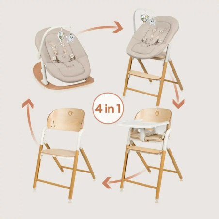 BN-LO-CELIA_SET,Scaunel multifunctional, Lionelo, Celia, 4 in 1, Functie de balansoar, Din lemn de fag, 6 luni- adult, Reglabil 