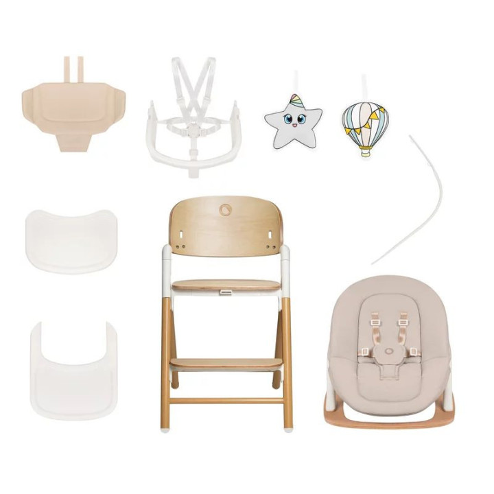 BN-LO-CELIA_SET,Scaunel multifunctional, Lionelo, Celia, 4 in 1, Functie de balansoar, Din lemn de fag, 6 luni- adult, Reglabil 