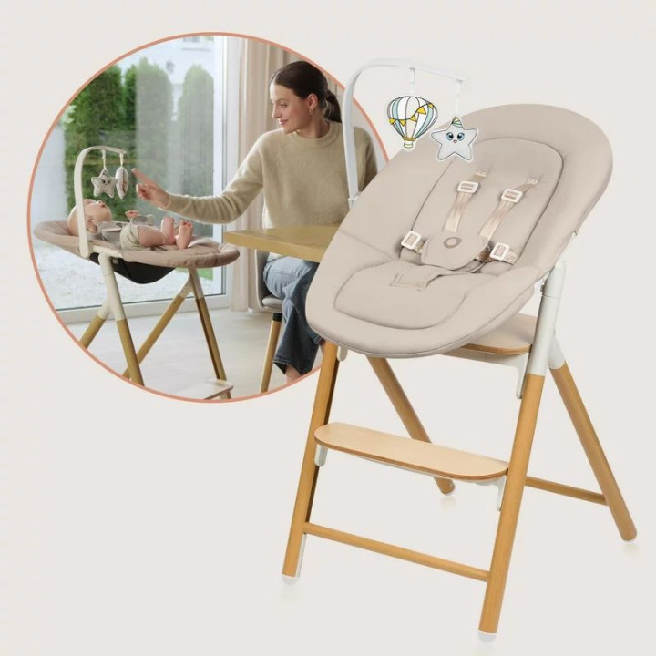 BN-LO-CELIA_SET,Scaunel multifunctional, Lionelo, Celia, 4 in 1, Functie de balansoar, Din lemn de fag, 6 luni- adult, Reglabil 
