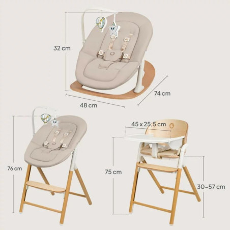 BN-LO-CELIA_SET,Scaunel multifunctional, Lionelo, Celia, 4 in 1, Functie de balansoar, Din lemn de fag, 6 luni- adult, Reglabil 