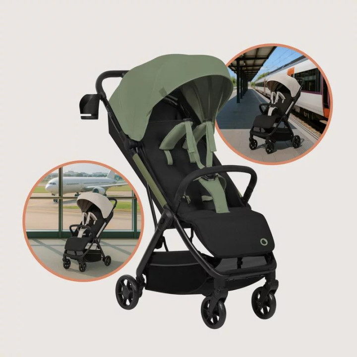 BN-LO-JULIE_ AIR_GREEN_SAGE,Carucior sport, Lionelo, Julie Air, Greutate redusa - 7.5 kg, Sustine 22 kg, 6 luni+, Capotina imper