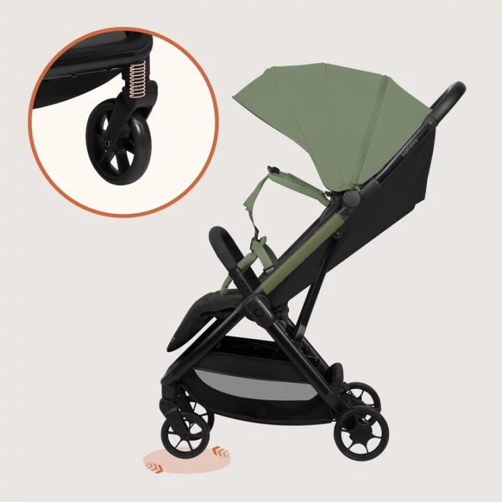 BN-LO-JULIE_ AIR_GREEN_SAGE,Carucior sport, Lionelo, Julie Air, Greutate redusa - 7.5 kg, Sustine 22 kg, 6 luni+, Capotina imper
