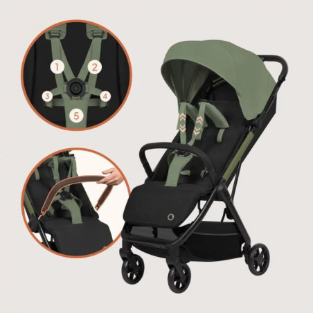 BN-LO-JULIE_ AIR_GREEN_SAGE,Carucior sport, Lionelo, Julie Air, Greutate redusa - 7.5 kg, Sustine 22 kg, 6 luni+, Capotina imper