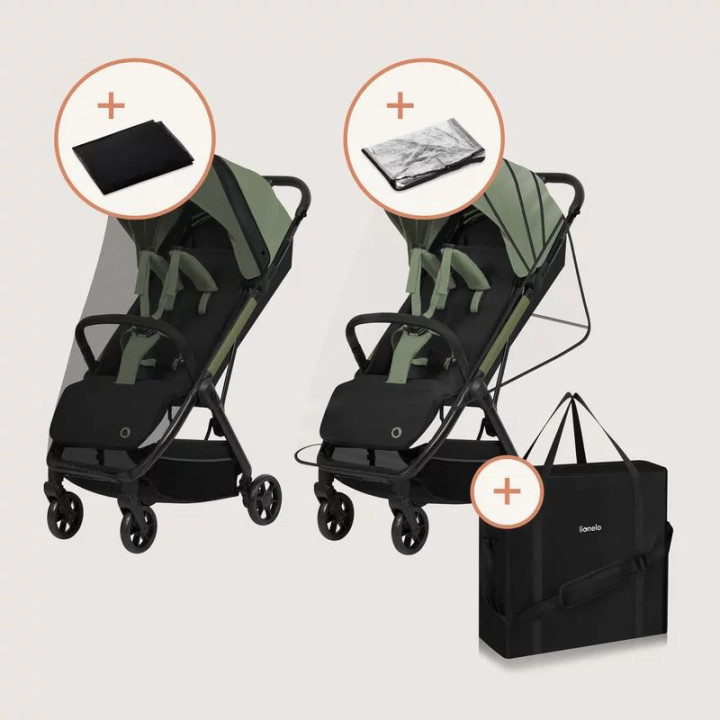 BN-LO-JULIE_ AIR_GREEN_SAGE,Carucior sport, Lionelo, Julie Air, Greutate redusa - 7.5 kg, Sustine 22 kg, 6 luni+, Capotina imper