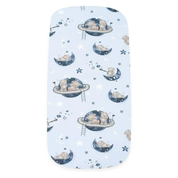 BN-56676,Cearceaf cu elastic, New Baby, Pentru landou, Din Bumbac certificat Oeko-Tex 100, 35 x 75 cm, 0 luni+, Teddy bear in sp