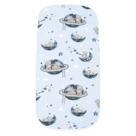 BN-56676,Cearceaf cu elastic, New Baby, Pentru landou, Din Bumbac certificat Oeko-Tex 100, 35 x 75 cm, 0 luni+, Teddy bear in sp