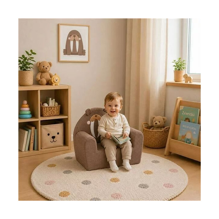 BN-59541,Fotoliu din burete, New Baby, Pentru copii, Din tesatura de catifea reiata, Cu husa detasabila, Materiale certificate O