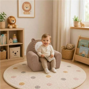 BN-59545,Fotoliu din burete, New Baby, Pentru copii, Din tesatura de catifea reiata, Cu husa detasabila, Materiale certificate O 2