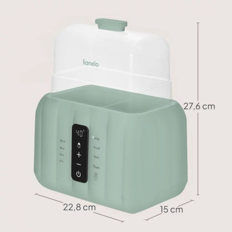 BN-LOC-THERMUP_DUO_GREEN_MIST,Incalzitor biberoane si sterilizator, Lionelo, ThermUp Duo, 6 moduri de operare, Incalzire, Steril