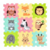 BN-960130,Covoras puzzle Nexli, Petite&Mars, Pentru copii, Din spuma, 90x90 cm, 9 bucati, 36 luni+, Safari Friends