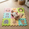 BN-960130,Covoras puzzle Nexli, Petite&Mars, Pentru copii, Din spuma, 90x90 cm, 9 bucati, 36 luni+, Safari Friends