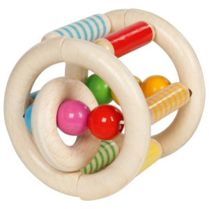 GOKI65256,Jucarie de motricitate Zornaitoare cilindrica din lemn Roller, pentru bebelusi