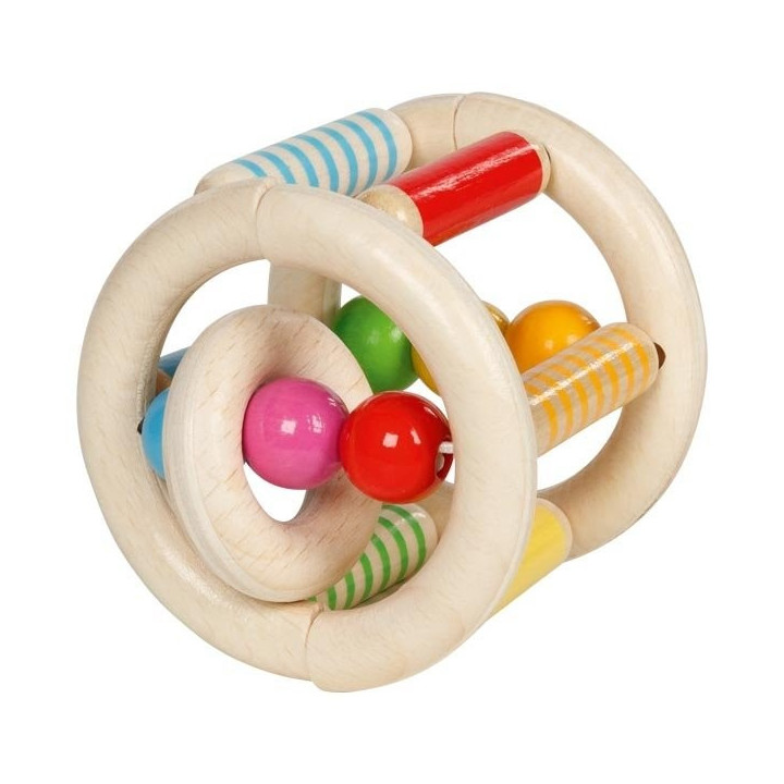 GOKI65256,Jucarie de motricitate Zornaitoare cilindrica din lemn Roller, pentru bebelusi