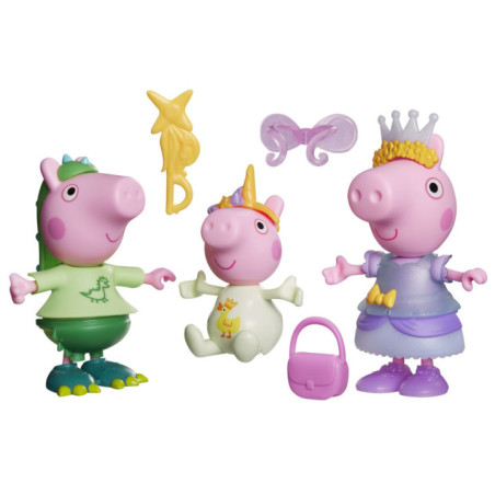 G2508,Peppa Pig Set 3 Purcelusi Care Se Imbraca Cu Figurine Si Accesorii